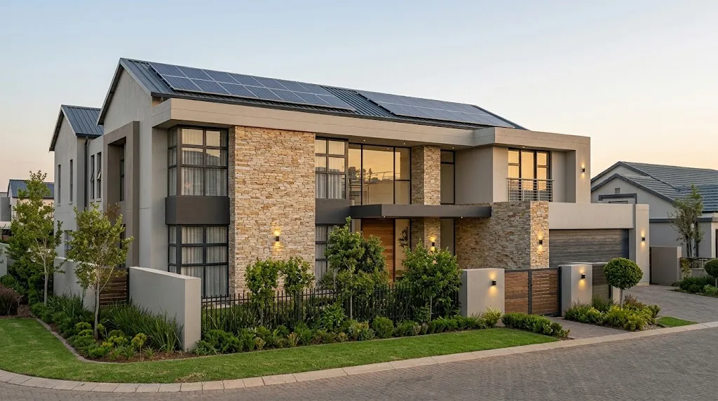 Electrical contractor installing wiring in a modern South African home